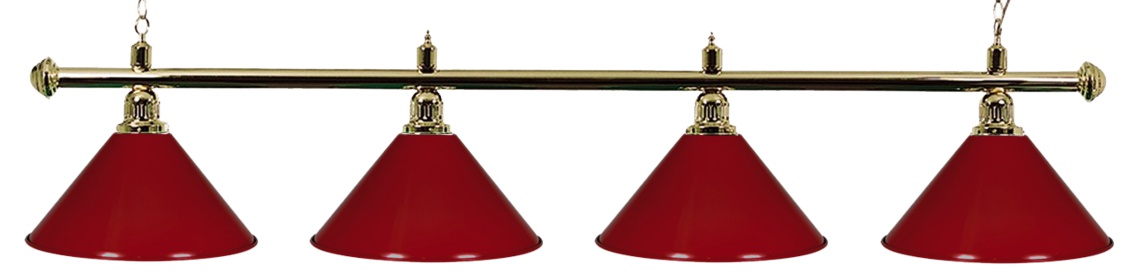 Kulečníková lampa Gold Elegant 4, červená stínidla