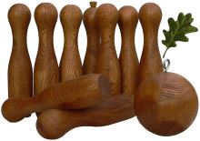 Dřevěné ruské zahradní kuželky SADA, Dub