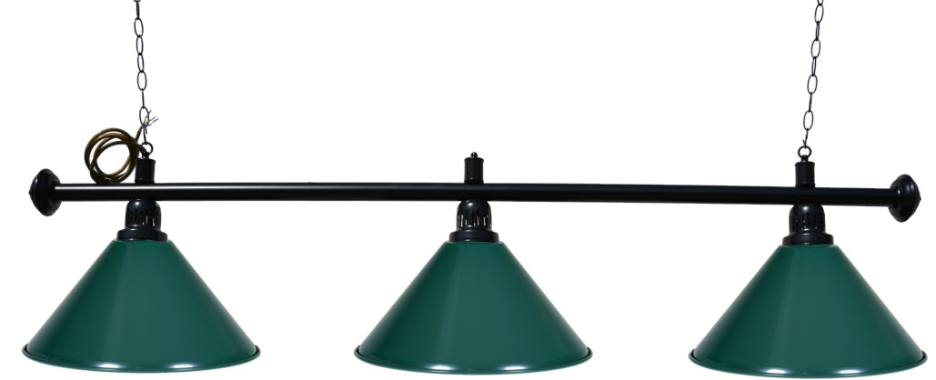 Kulečníková lampa Black Elegant 3, zelená stínidla