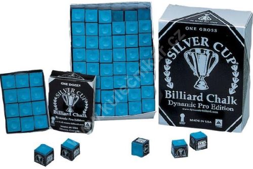 Billiard chalk on the cue SILVER CUP - blue, 144 pcs