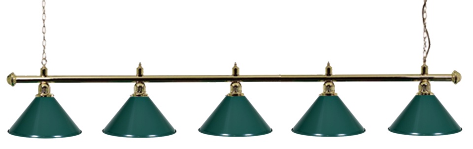 Kulečníková lampa snooker Gold Elegant 5, zelená stínidla