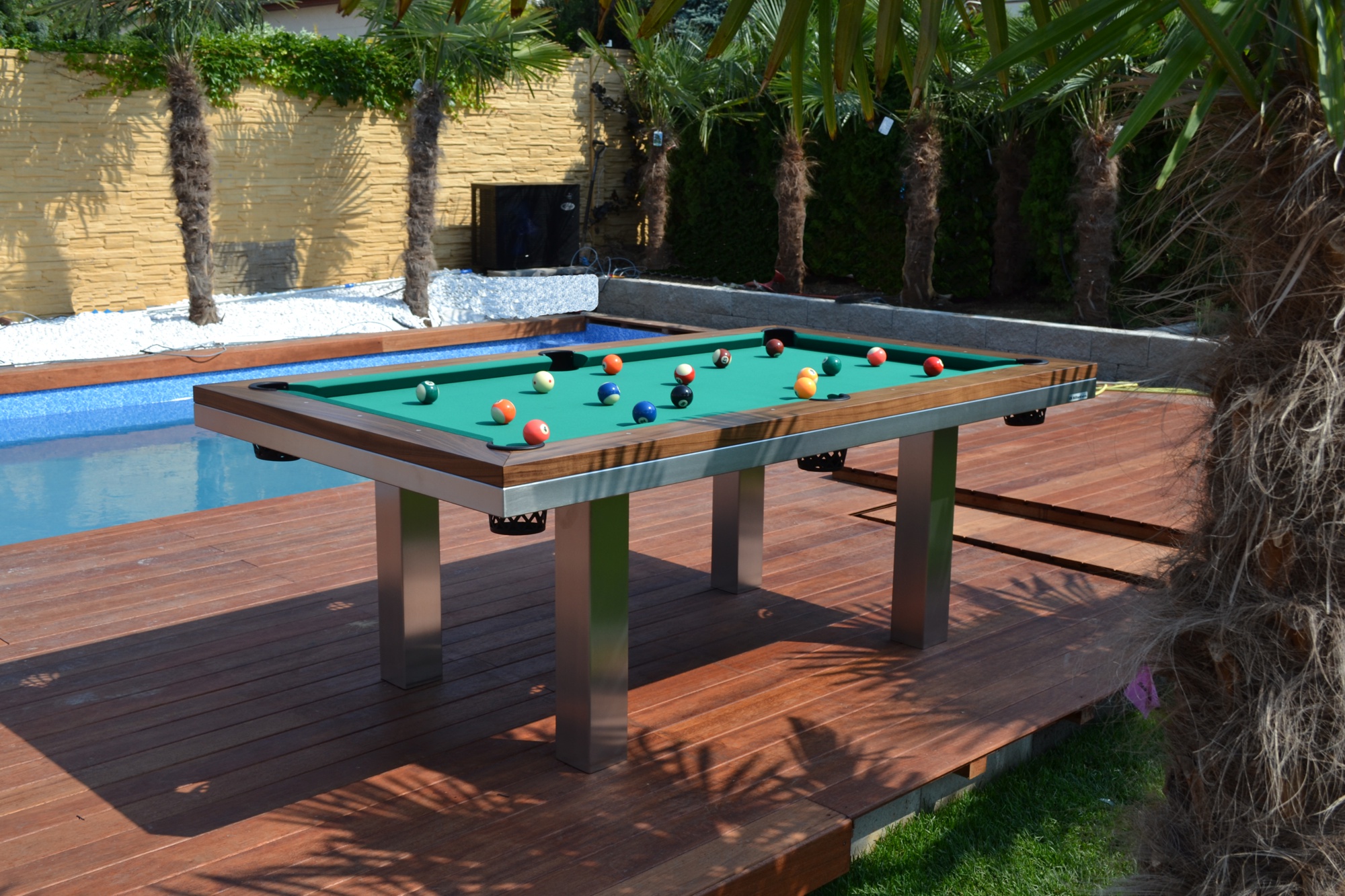 Kulečník pool billiard SLIM 6ft, Masiv/Nerez - jídelní stůl