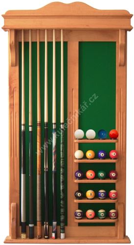 Wall-mounted rack STANDARD UNIVERSAL 6 cues + 16 + 4 balls