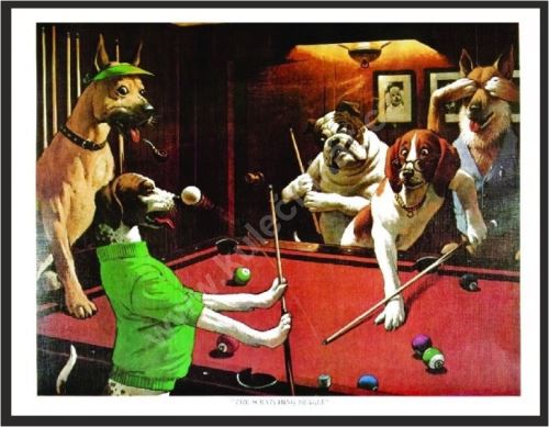 Billiard Poster Dogs - The Scratching Beagle