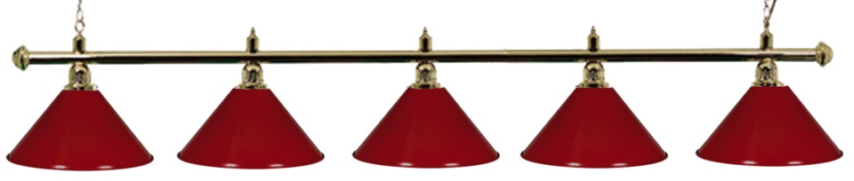 Kulečníková lampa snooker Gold Elegant 5, červená stínidla