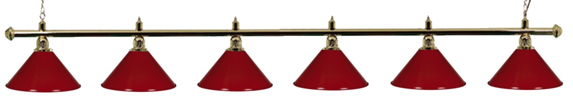 Kulečníková lampa snooker Gold Elegant 6, červená stínidla