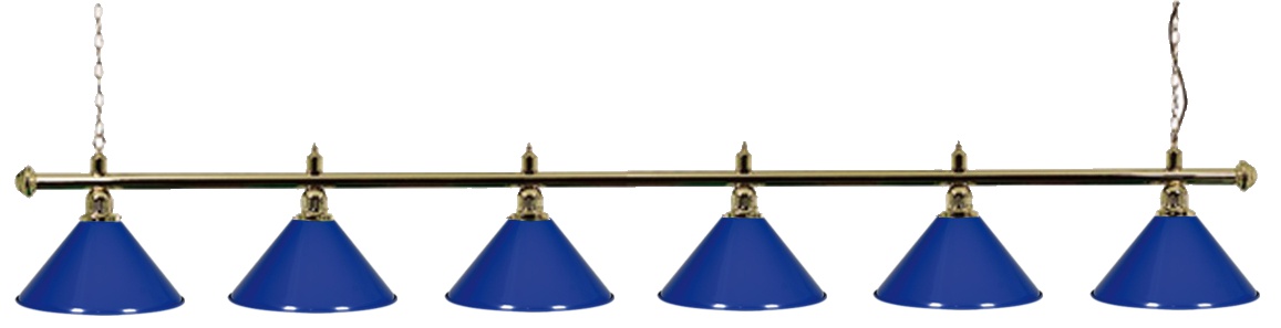 Kulečníková lampa snooker Gold Elegant 6, modrá stínidla