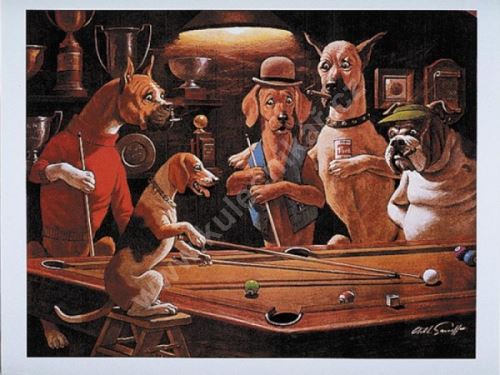 Billiard Poster Dogs - Beagel play