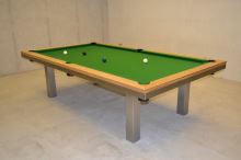 Kulečník pool billiard SLIM 9ft, Masiv/Nerez - jídelní stůl