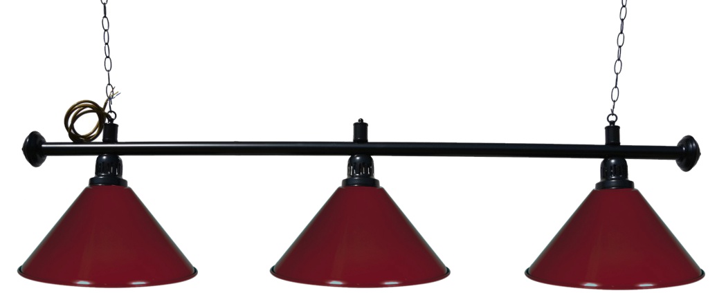 Kulečníková lampa Black Elegant 3, burgundy stínidla
