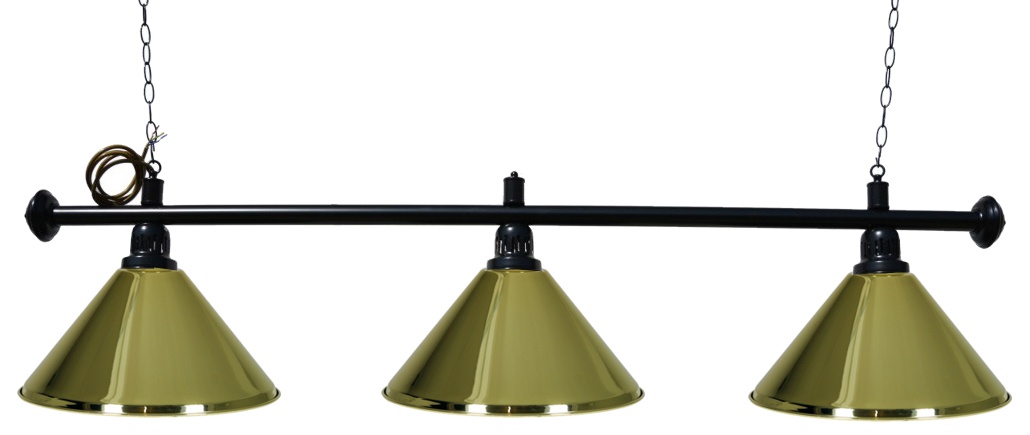 Kulečníková lampa Black Elegant 3, zlatá stínidla