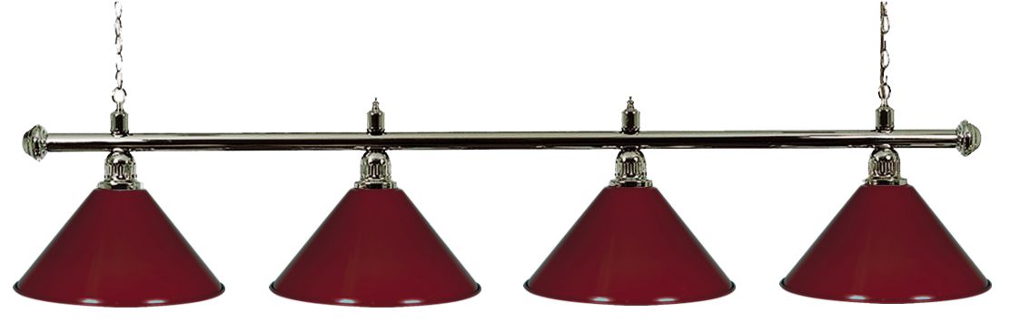Kulečníková lampa Silver Elegant 4, burgundy stínidla
