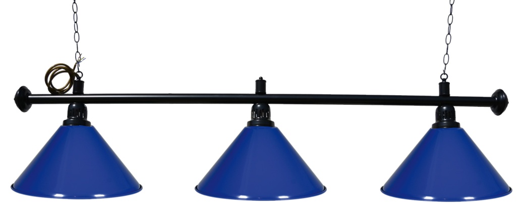 Kulečníková lampa Black Elegant 3, modrá stínidla
