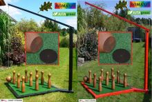 Ruské závěsné zahradní kuželky KOMPLET, Konstrukce Komaxit, Kuželky DUB
