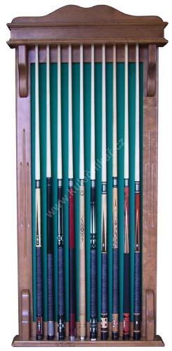Wall-mounted rack for 10 STANDARD cues