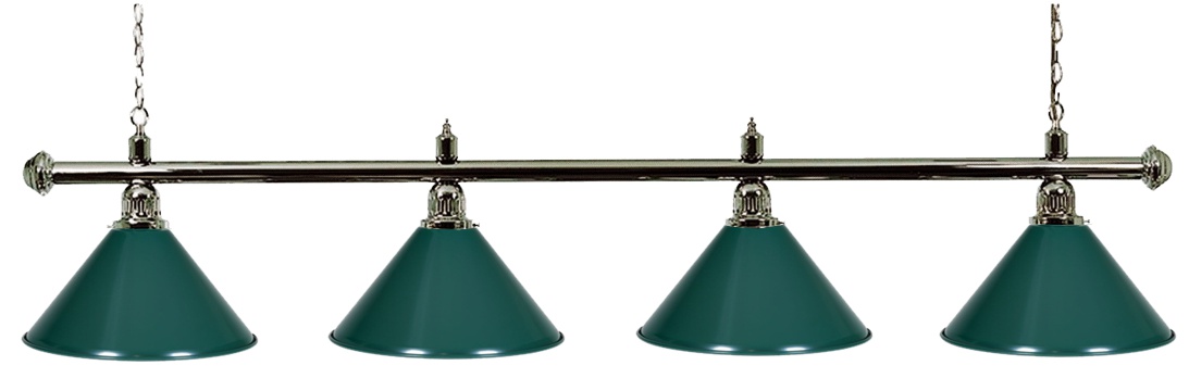 Kulečníková lampa Silver Elegant 4, zelená stínidla