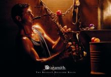 Aramith Billiard poster, saxophone player and pool