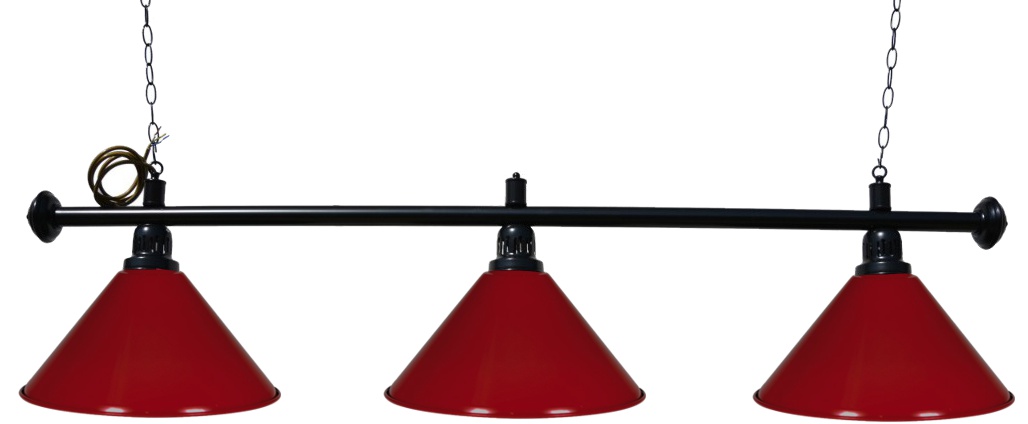 Kulečníková lampa Black Elegant 3, červená stínidla