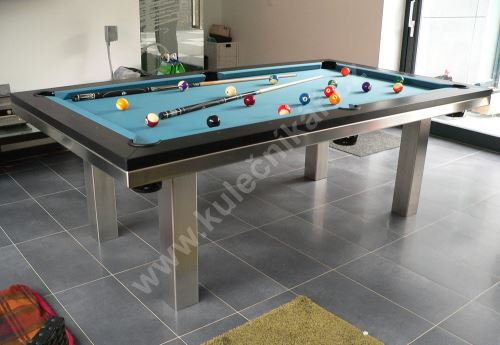 Kulečník pool billiard SLIM Lamino/Nerez - jídelní stůl